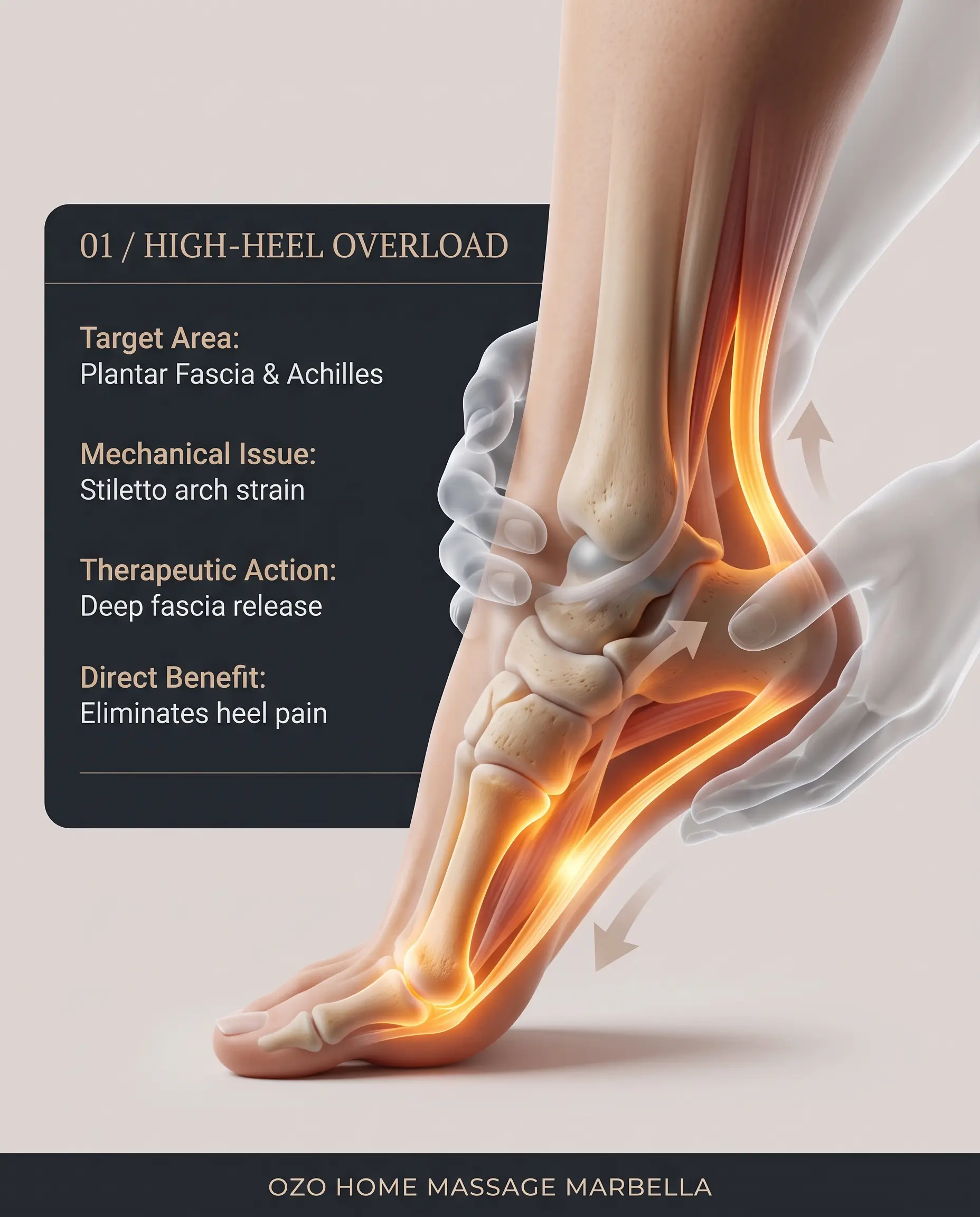High heel fatigue and plantar fasciitis foot massage marbella