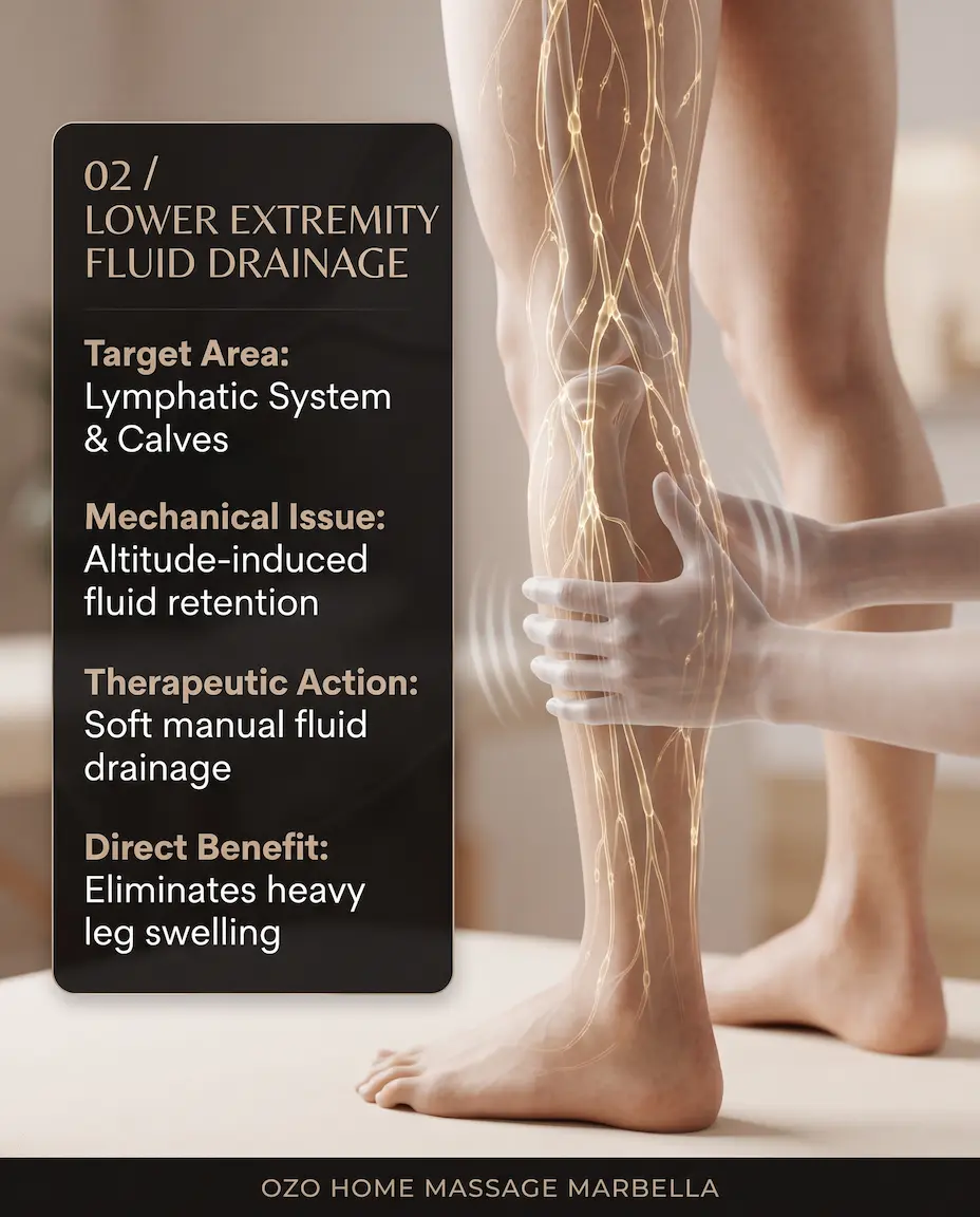 Lymphatic drainage for swollen legs after flight