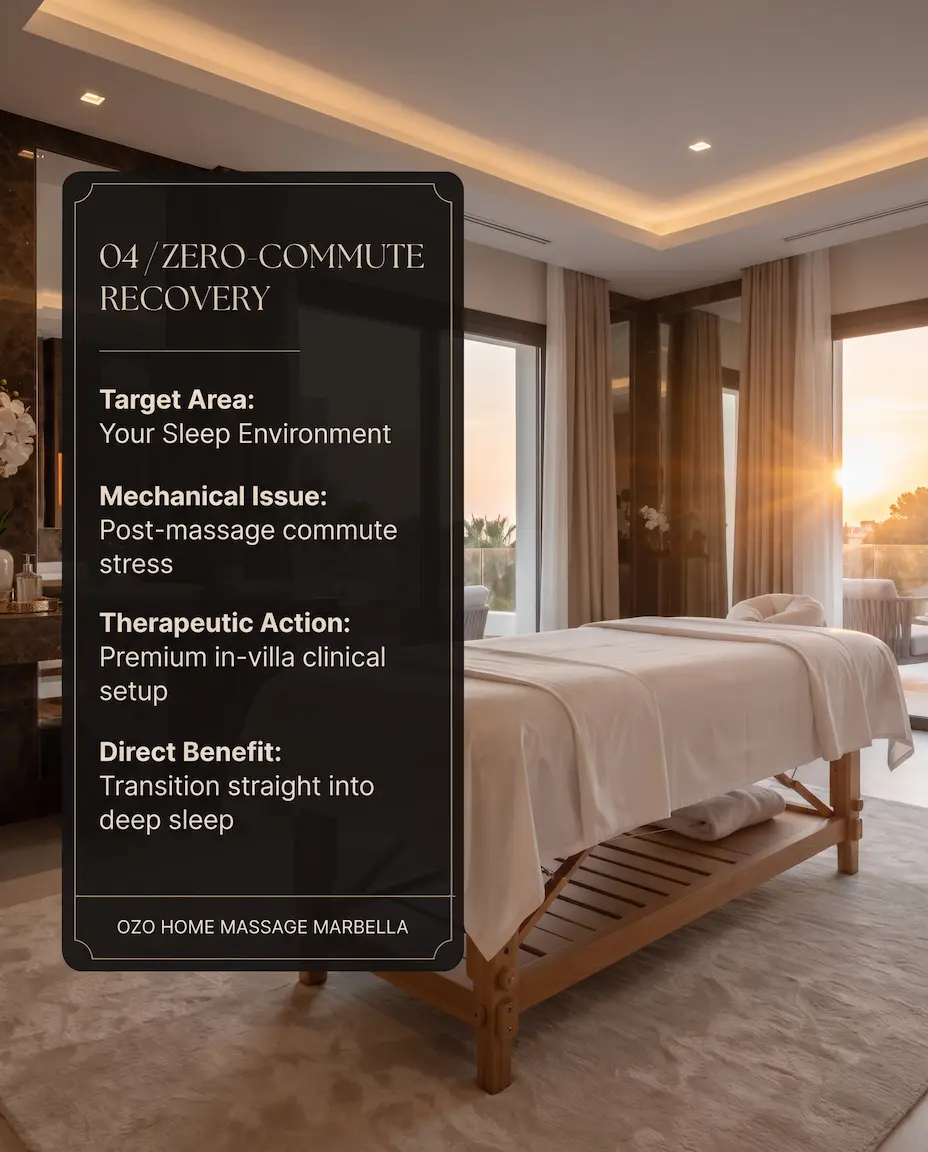 In-villa massage setup for jet lag recovery in Marbella