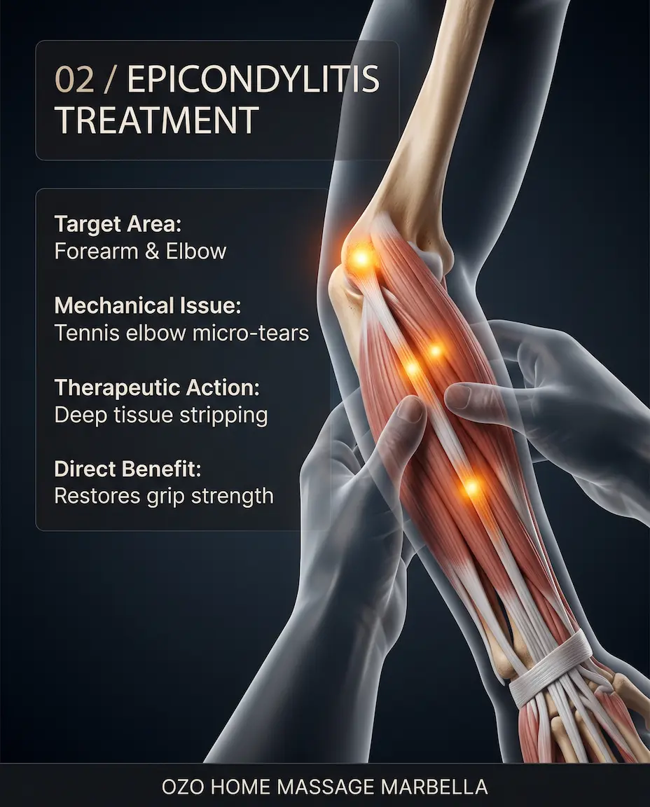 Epicondylitis and forearm deep tissue release massage