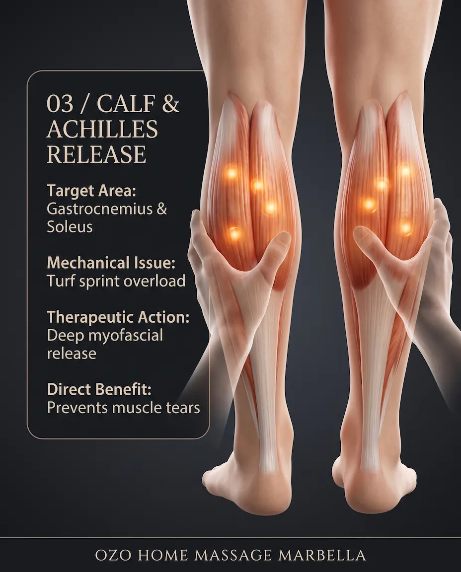 Calf muscle deep tissue sports recovery massage