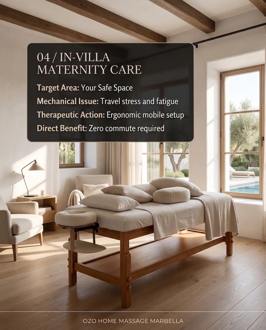 In-villa luxury maternity massage setup for pregnant women