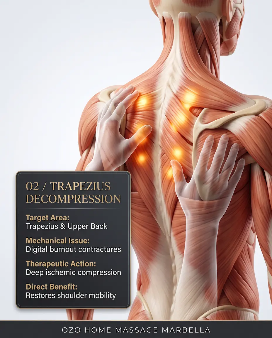 Trapezius and neck contracture release massage