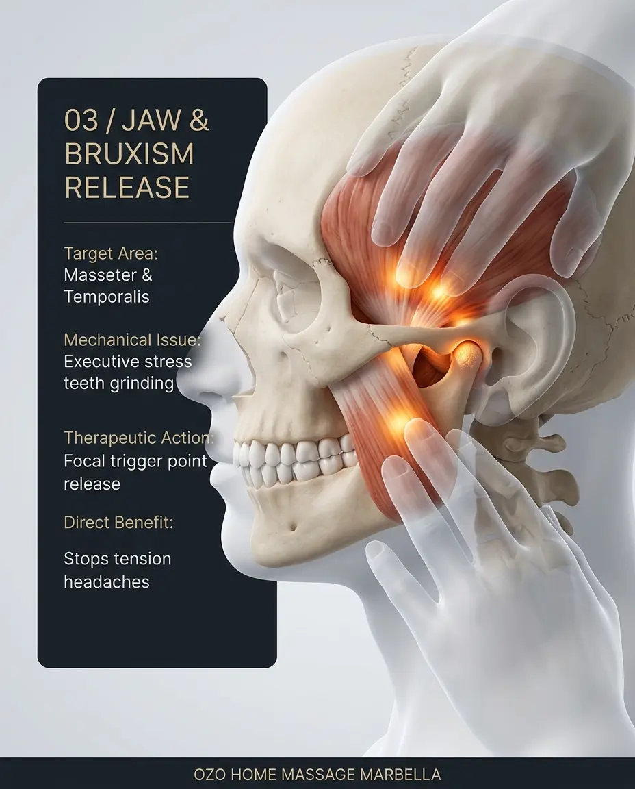 Jaw tension and bruxism relief massage for executives