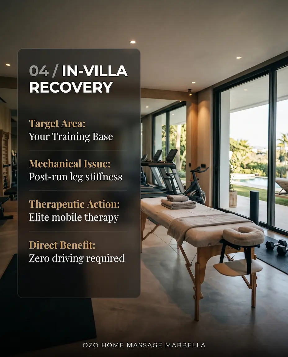In-villa premium sports massage setup for runners in Marbella