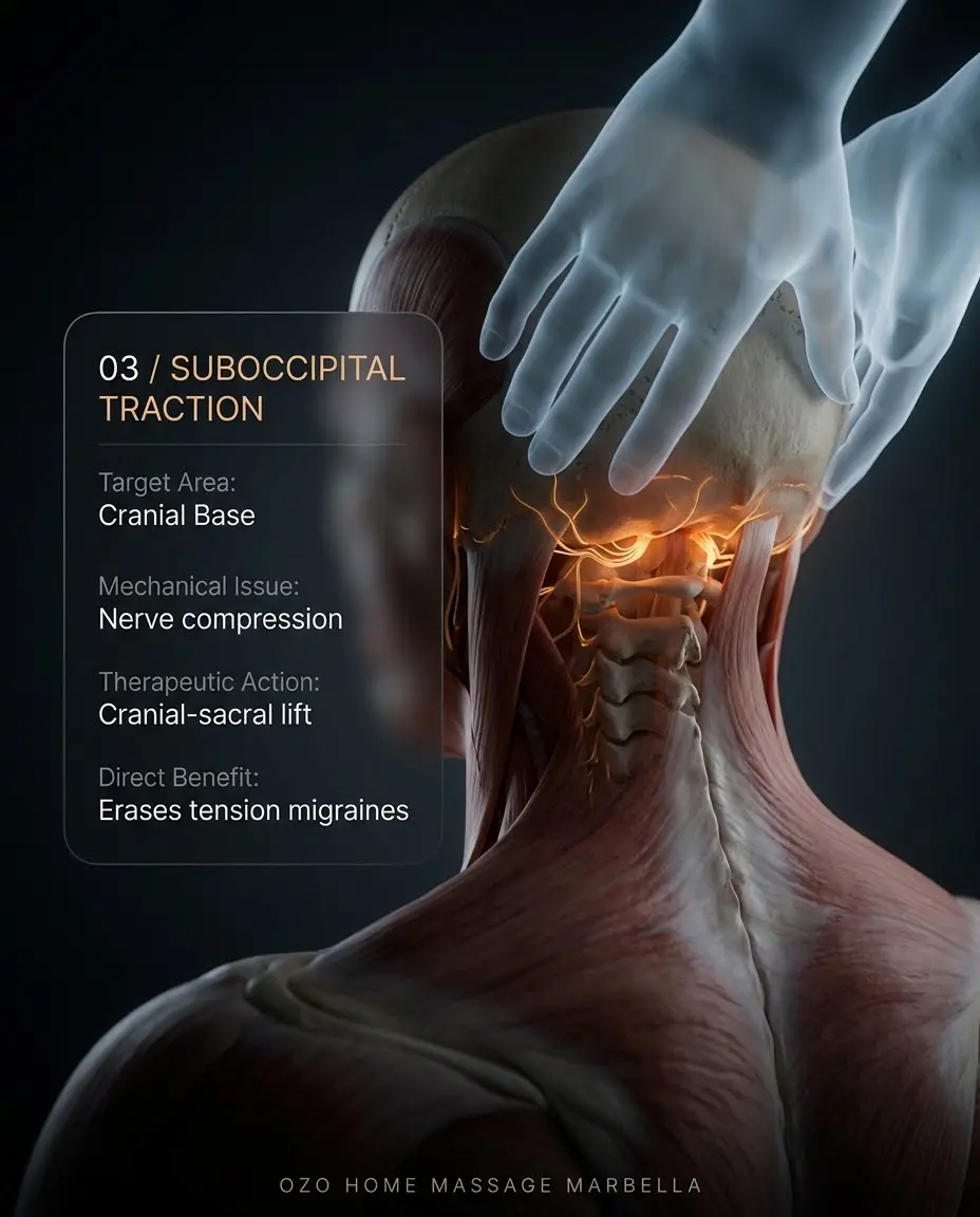 Cranial traction and suboccipital release for tension migraines