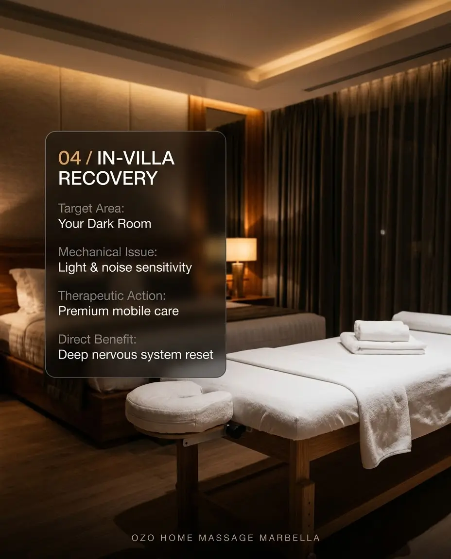 In-villa cranial massage clinical setup for migraine relief