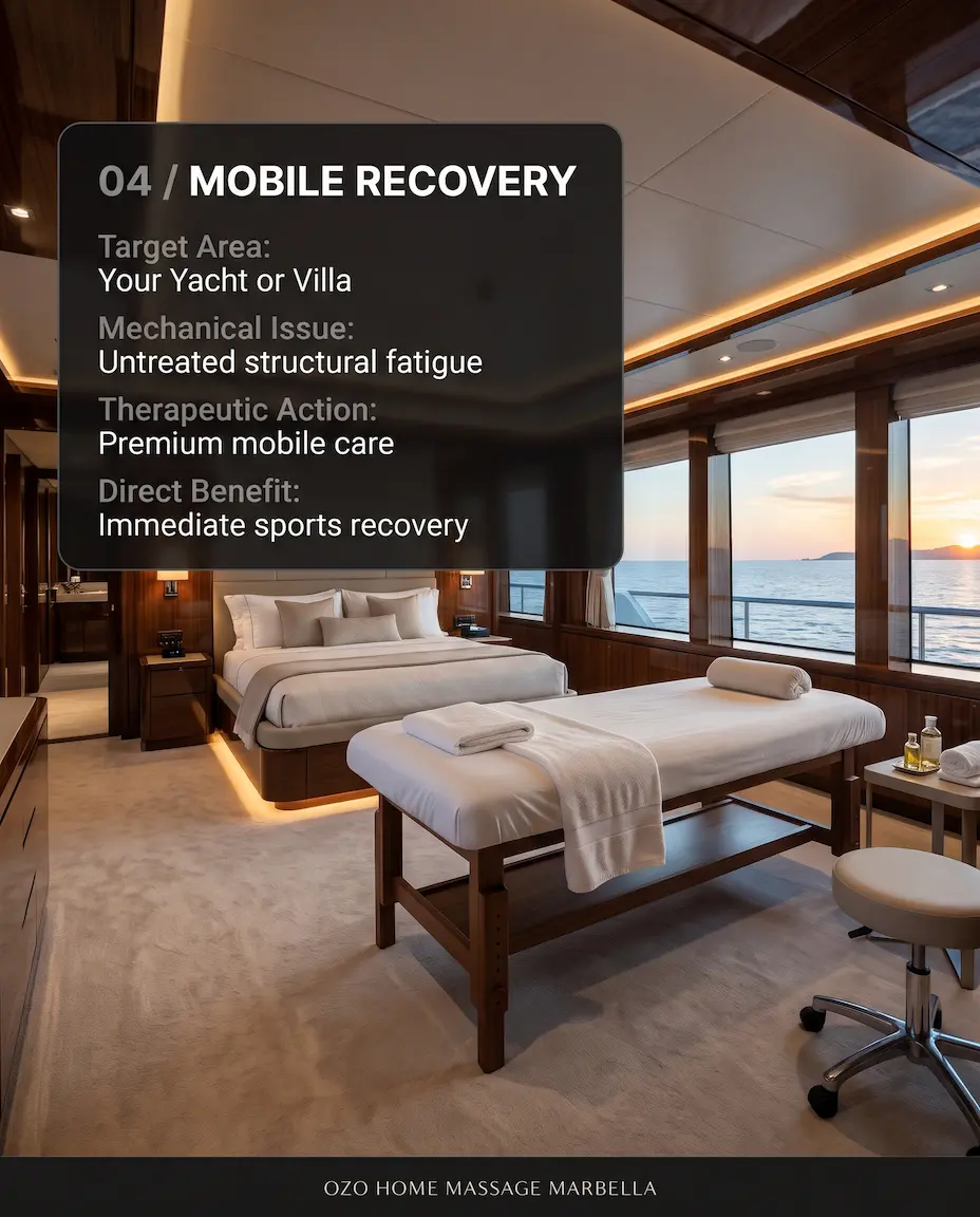 In-villa and yacht sports massage clinical setup marbella